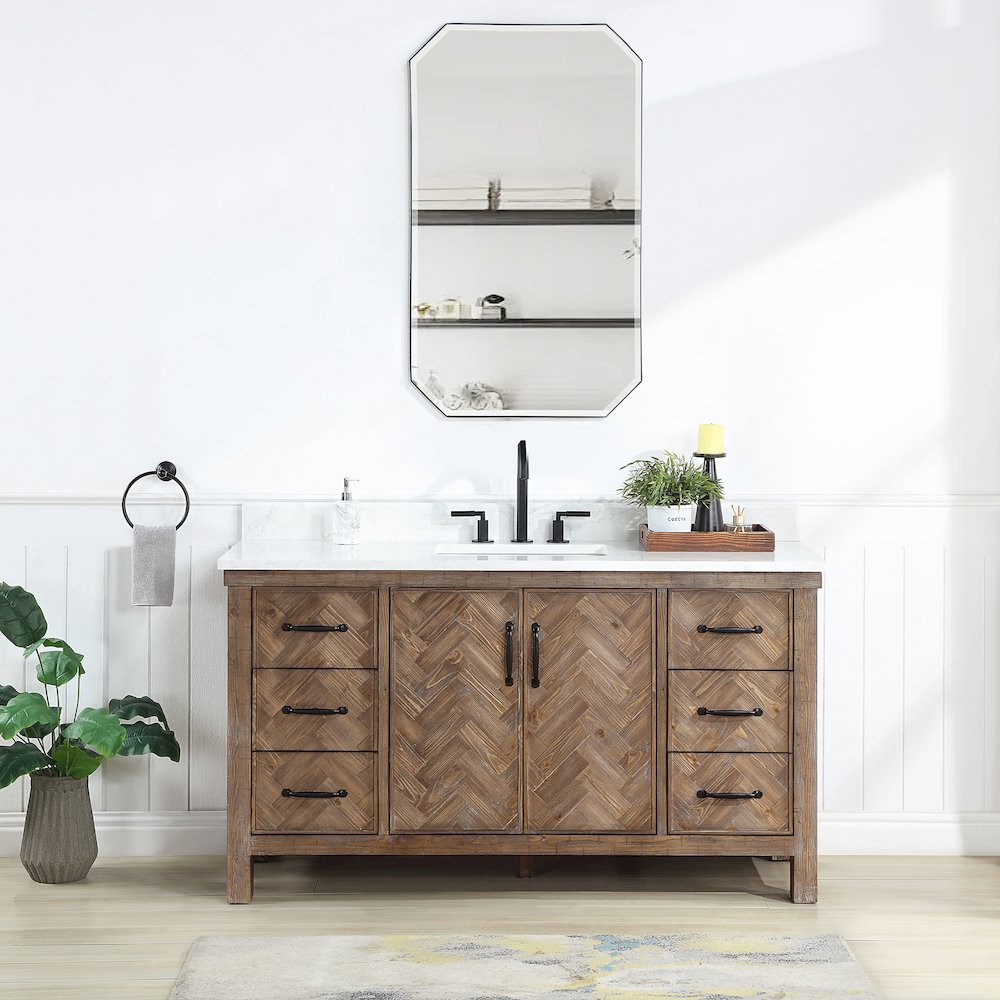 Javier 60" Free-standing Single Bath Vanity in Spruce Antique Gray. Picture 3