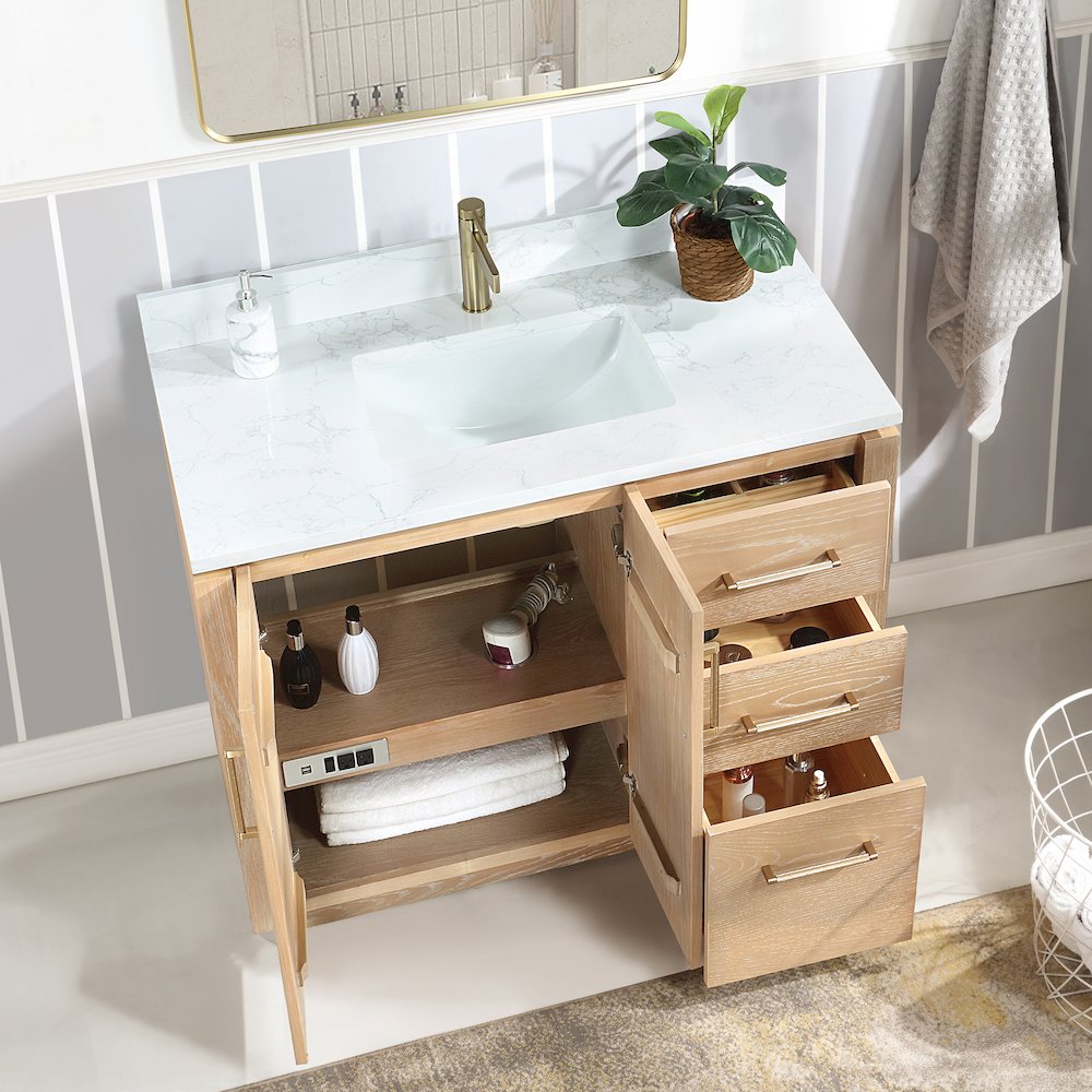 San 42" Free-standing Single Bath Vanity in Washed Ash Grey. Picture 6