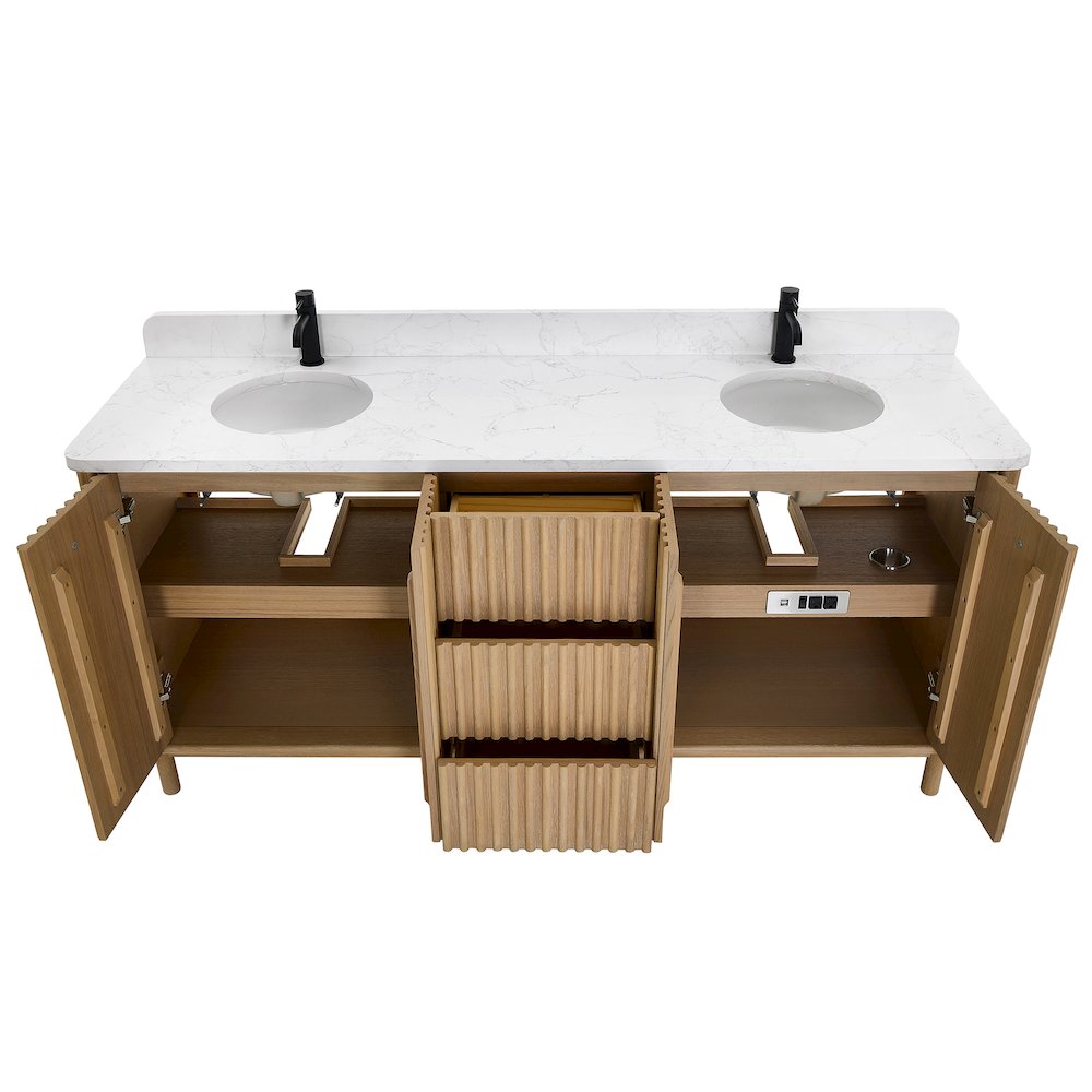 Seoul 72" Free-standing Double Bath Vanity in Washed Ash Grey. Picture 15