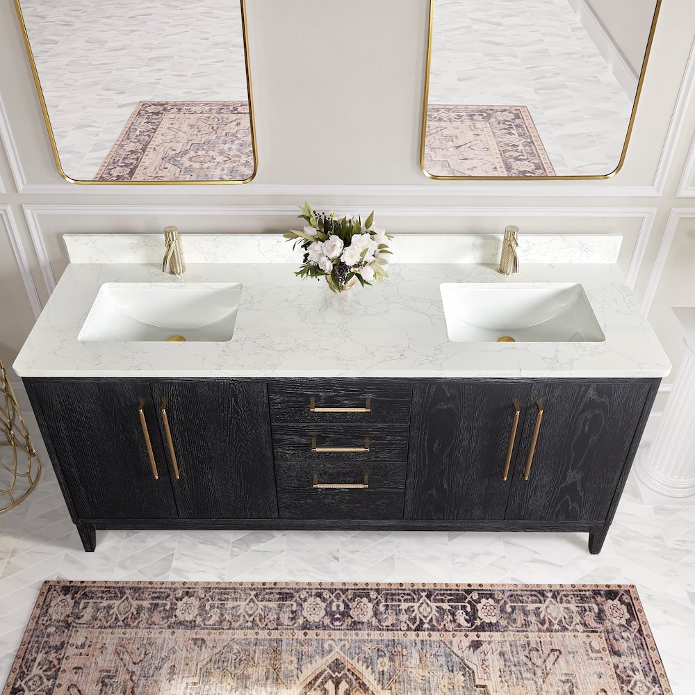 Gara 72" Free-standing Double Bath Vanity in Fir Wood Black. Picture 6