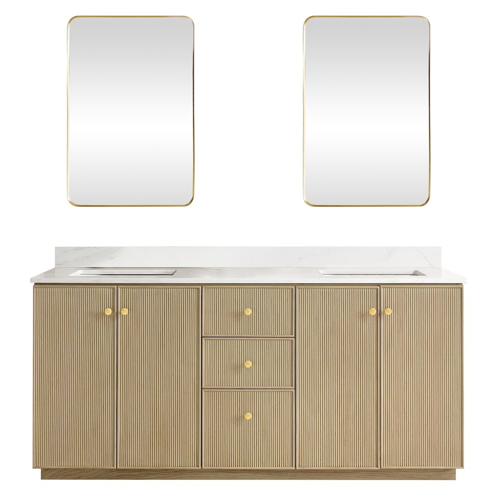 Oza 72" Free-standing Double Bath Vanity in Aged Natural Oak. Picture 1