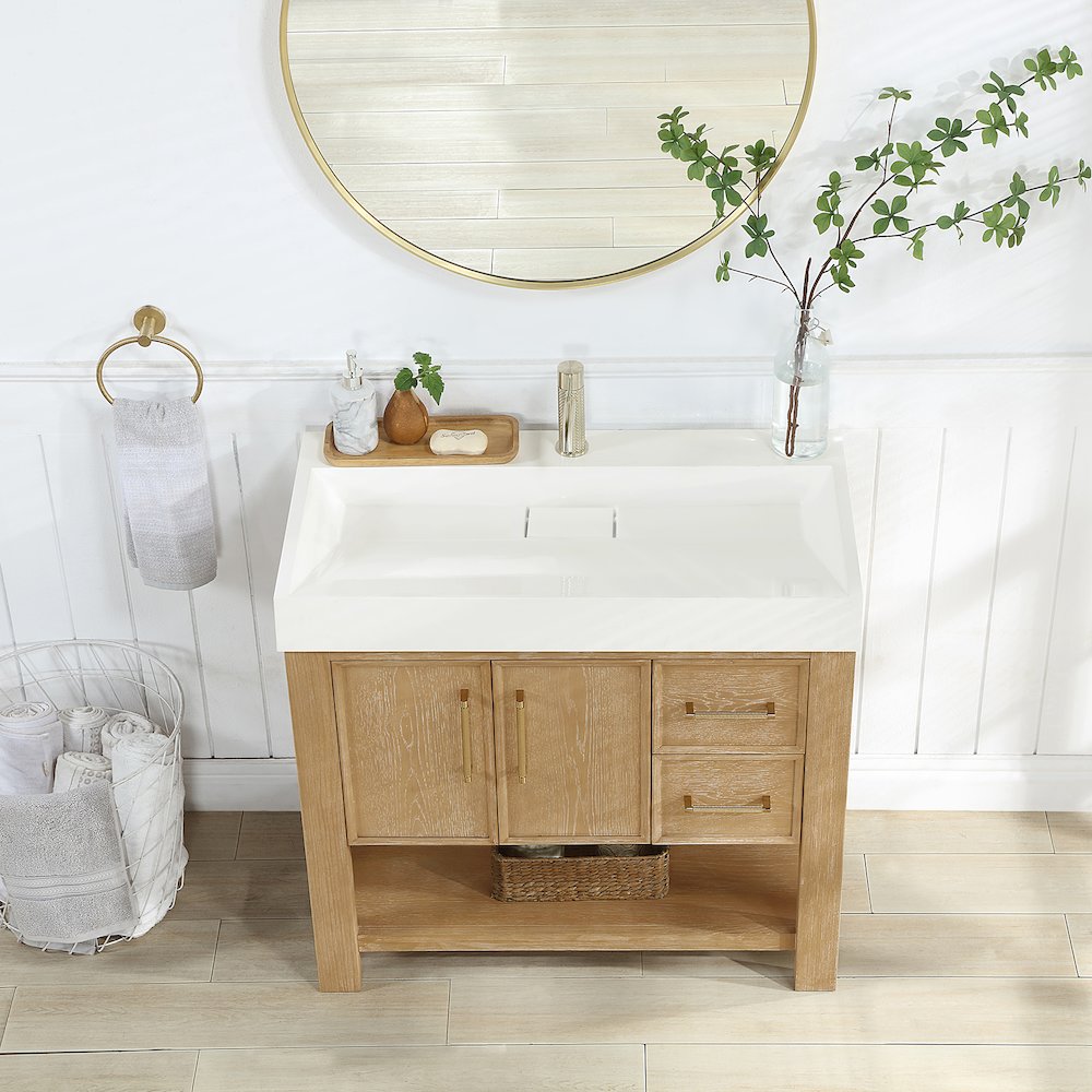 Vera 36" Free-standing Single Bath Vanity in Washed Ash Grey. Picture 5