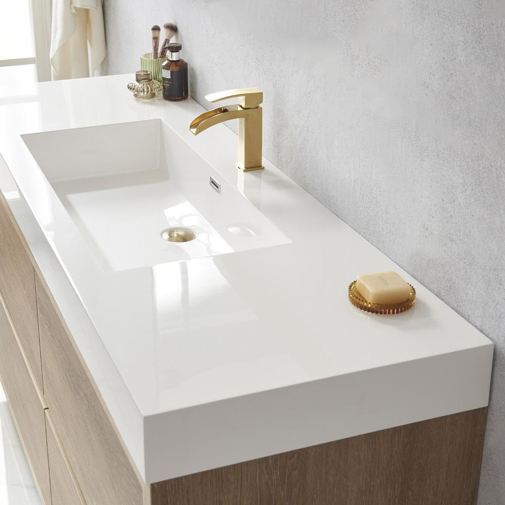 Single Sink Bath Vanity with White Composite Integral Square Sink Top. Picture 8