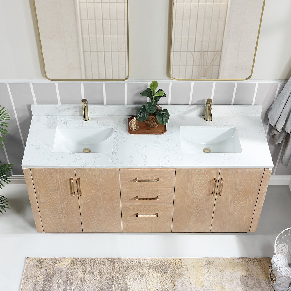 San 72" Free-standing Double Bath Vanity in Washed Ash Grey. Picture 5