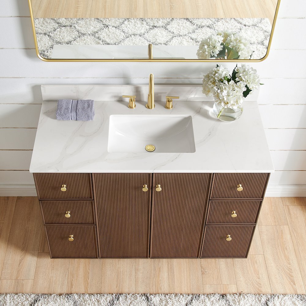 Oza 48" Free-standing Single Bath Vanity in Aged Dark Brown Oak. Picture 9
