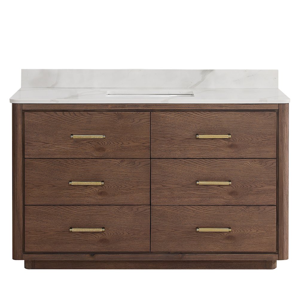 Porto 55" Free-standing Single Bath Vanity in Aged Dark Brown Oak. Picture 2