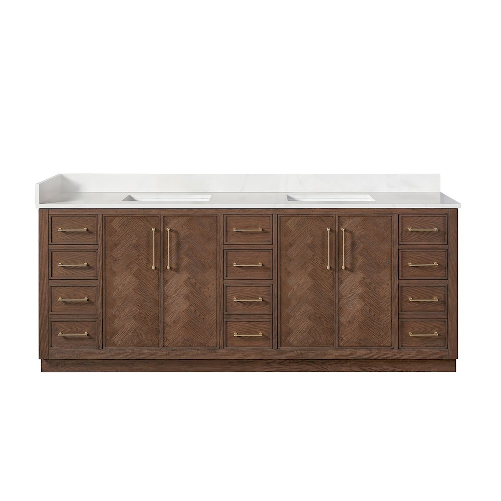 Jakarta 84" Freestanding Double Bath Vanity in Aged Dark Brown Oak. Picture 9