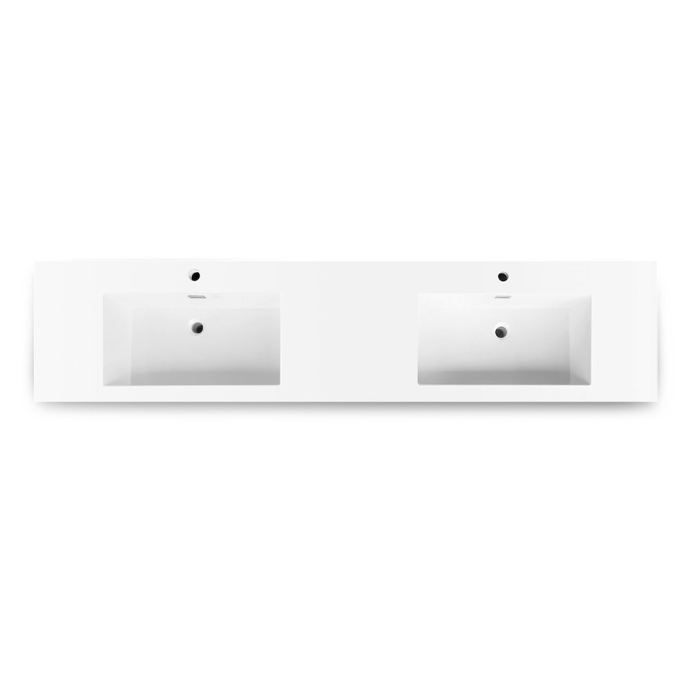 Rectangular White Finish Composite Granite Stone Console Bathroom Vanity Sink. Picture 1