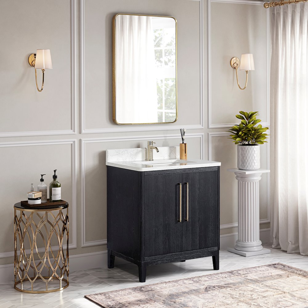 Gara 30" Free-standing Single Bath Vanity in Fir Wood Black. Picture 5
