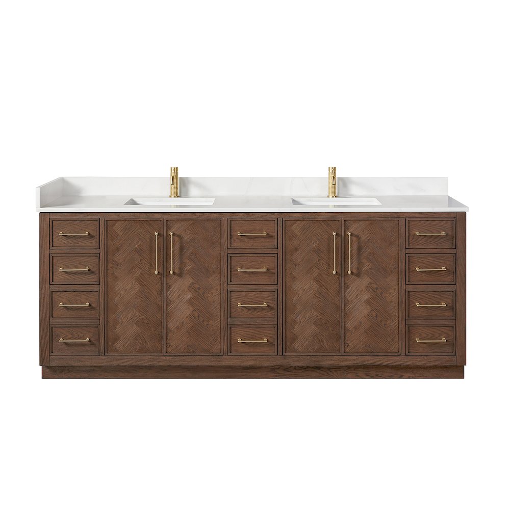 Jakarta 84" Freestanding Double Bath Vanity in Aged Dark Brown Oak. Picture 1