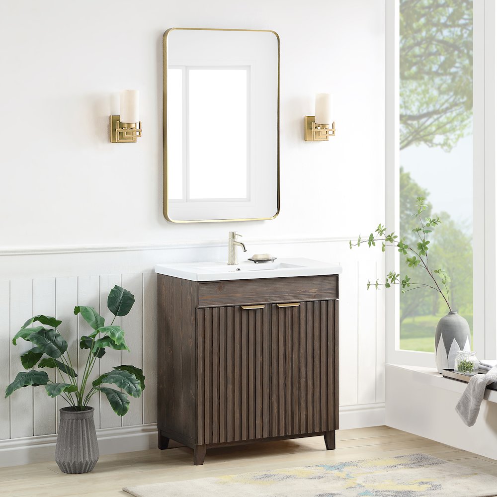 Palos 30" Free-standing Single Bath Vanity in Spruce Aged Brown. Picture 4