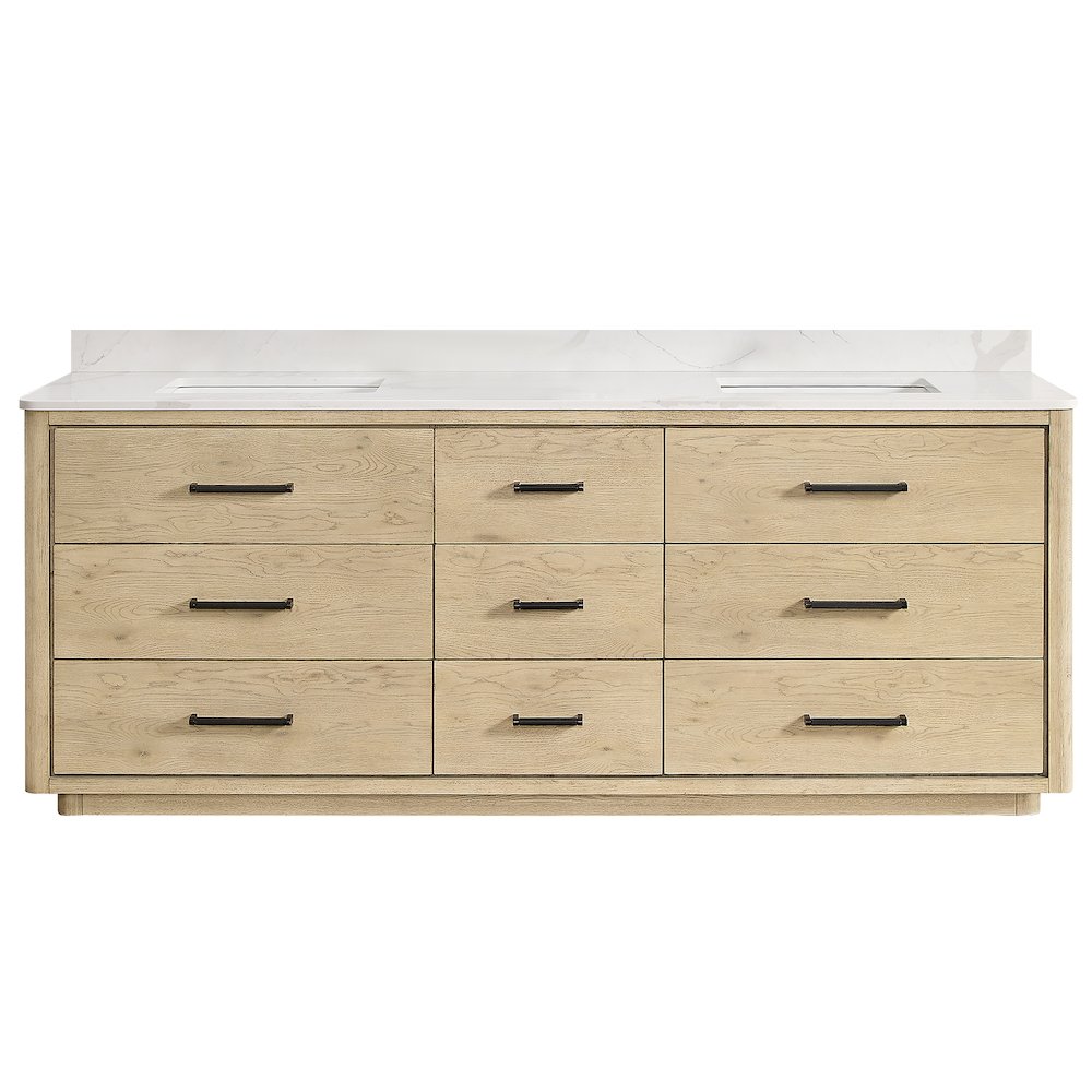 Porto 84" Free-standing Double Bath Vanity in Aged Natural Oak. Picture 2