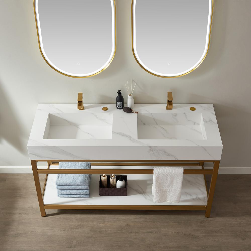 Vanity with stainless steel bracket match with stone Countertop With Mirror. Picture 5