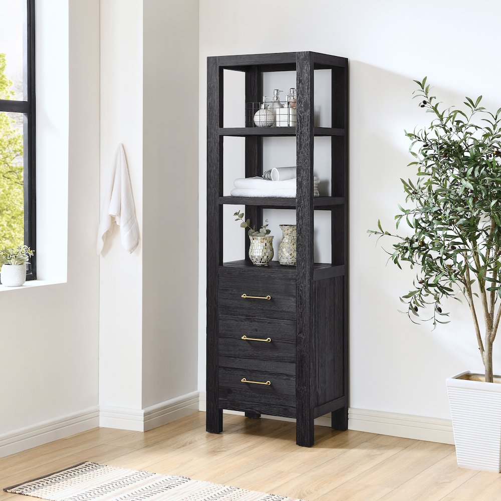 León 22in. Black Storage Cabinet for Bathroom, Kitchen and Living Room. Picture 2