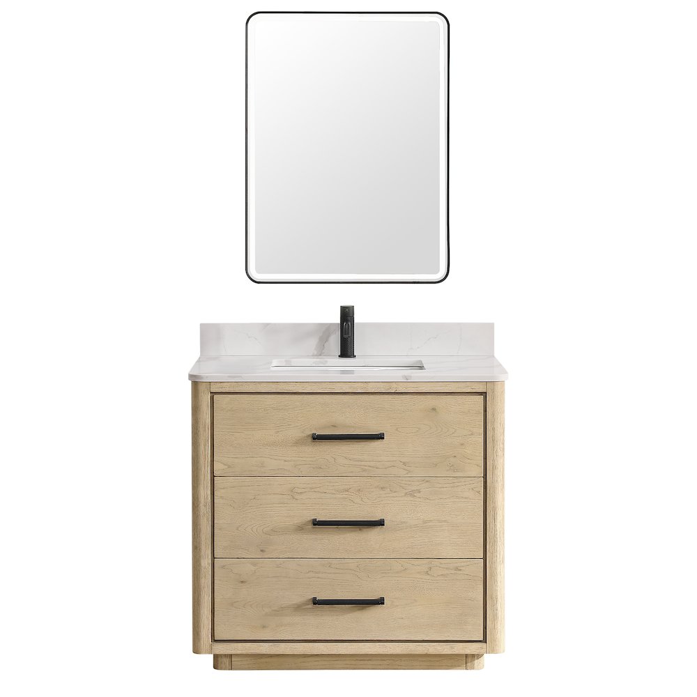 Porto 36" Free-standing Single Bath Vanity in Aged Natural Oak. Picture 1