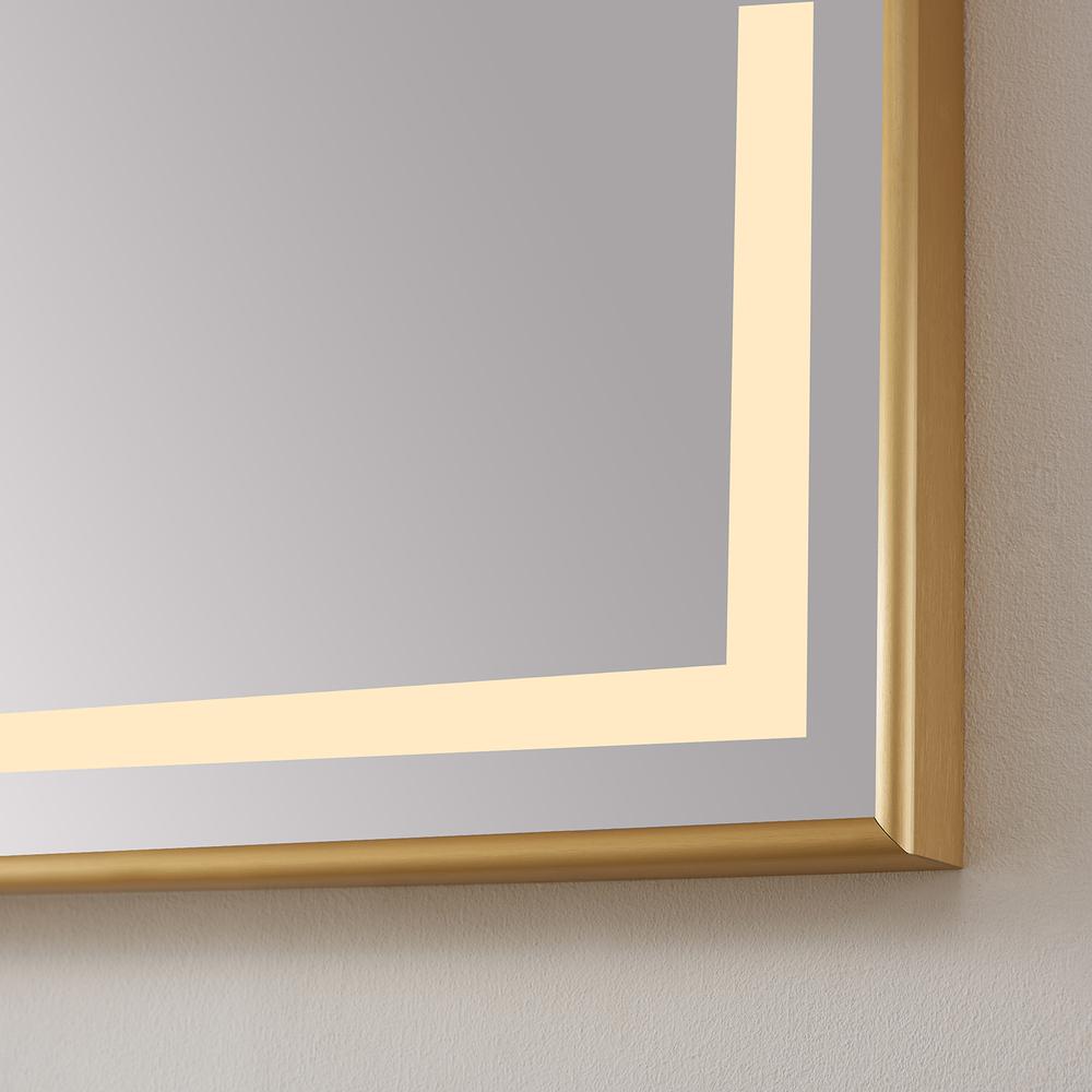 60" Rectangular Aluminum Framed LED Wall Mount Bathroom Vanity Mirror in Gold. Picture 6
