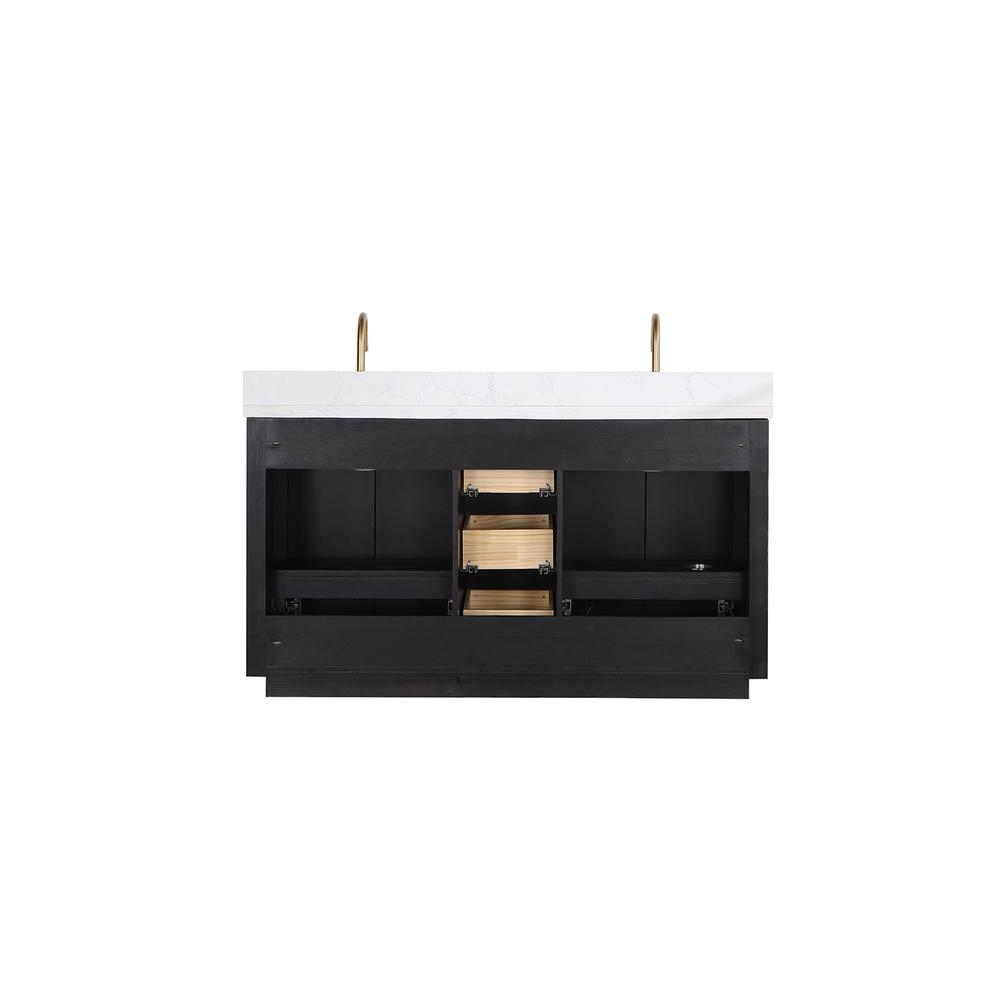 Free-standing Double Bathroom Vanity with Composite top in Lightning White. Picture 16