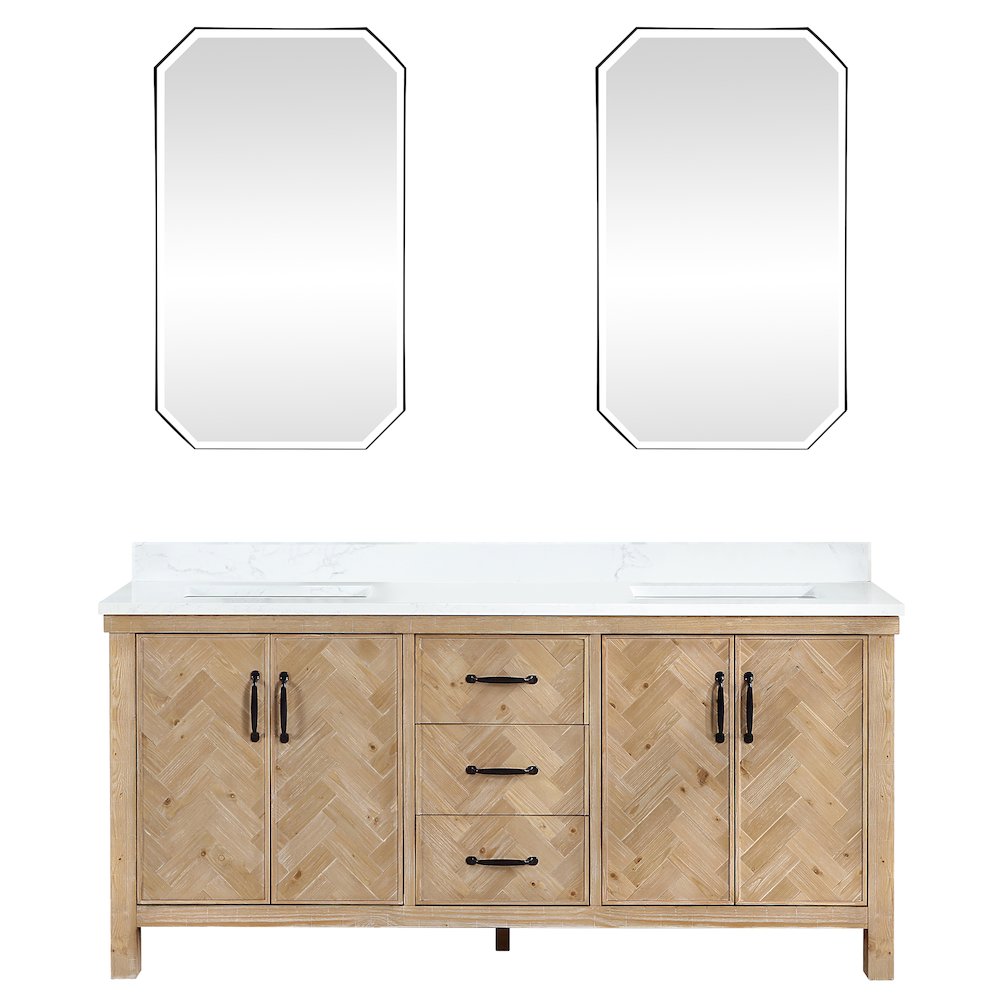 Javier 72" Free-standing Double Bath Vanity in Spruce Antique Brown. Picture 2