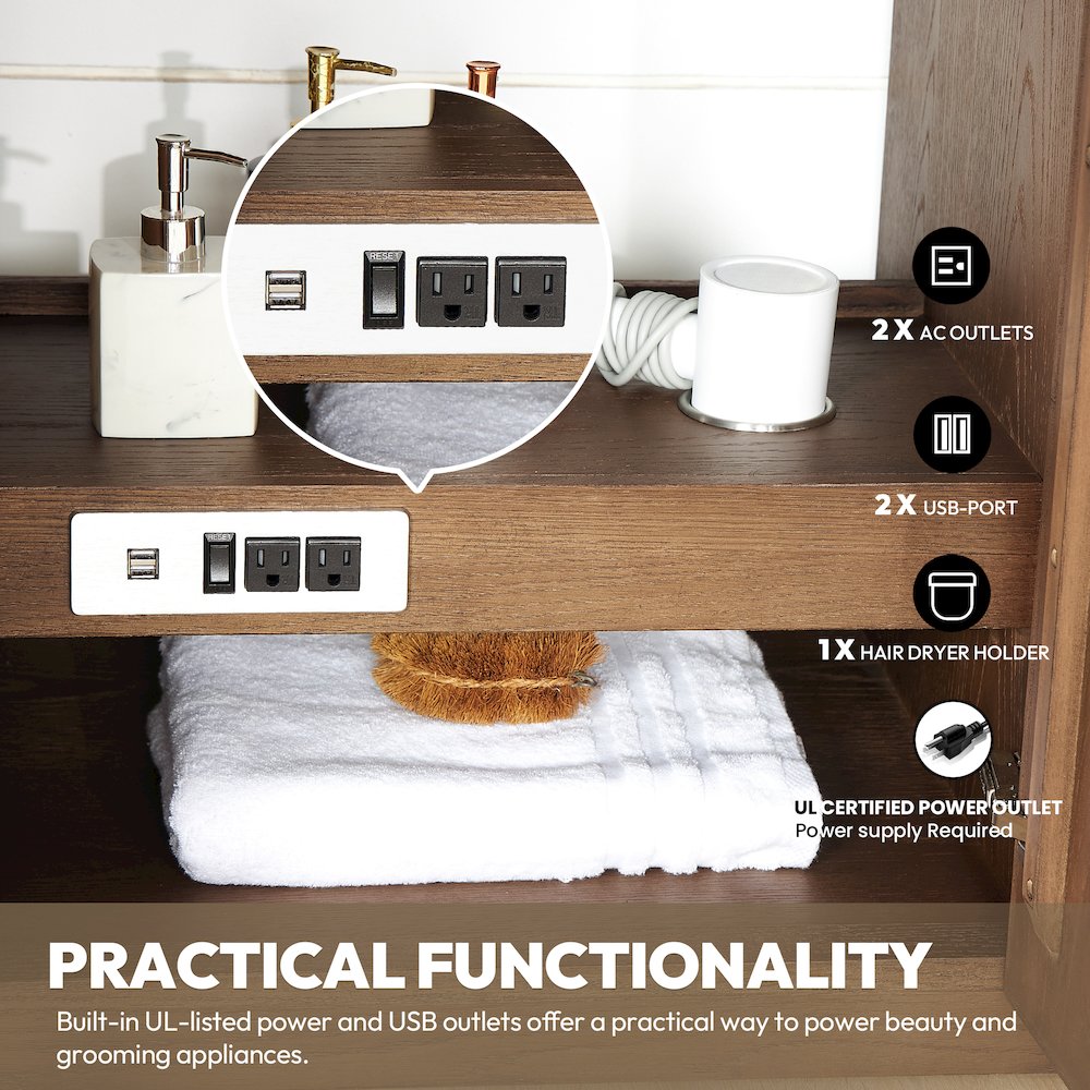 Oza 60" Free-standing Single Bath Vanity in Aged Dark Brown Oak. Picture 12