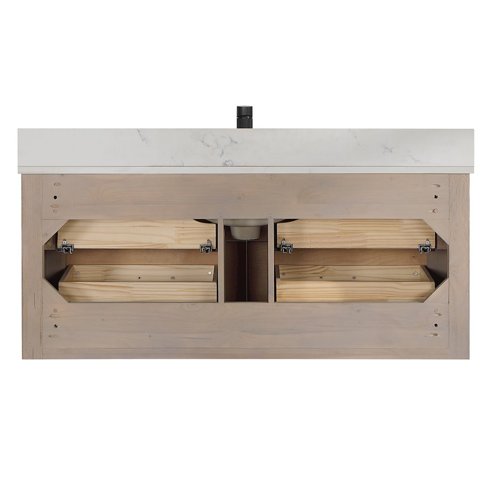 Cristo 48" Floating Single Bath Vanity in Fir Wood Brown. Picture 15