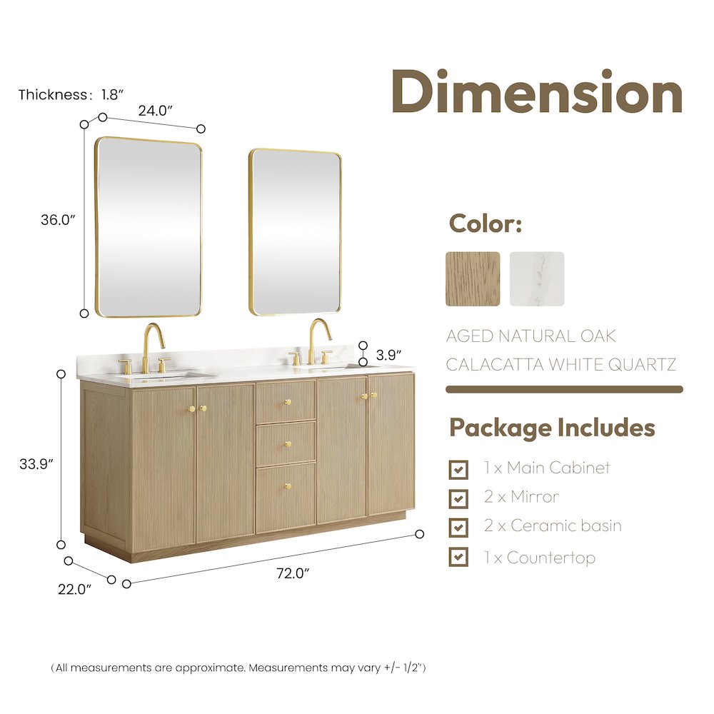 Oza 72" Free-standing Double Bath Vanity in Aged Natural Oak. Picture 18