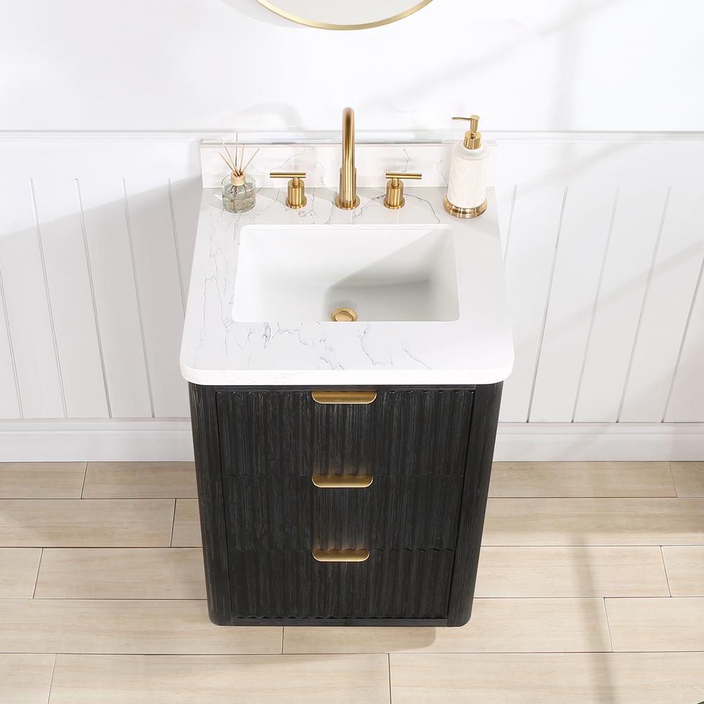 Free-standing Single Bathroom Vanity with Composite top and Mirror. Picture 5