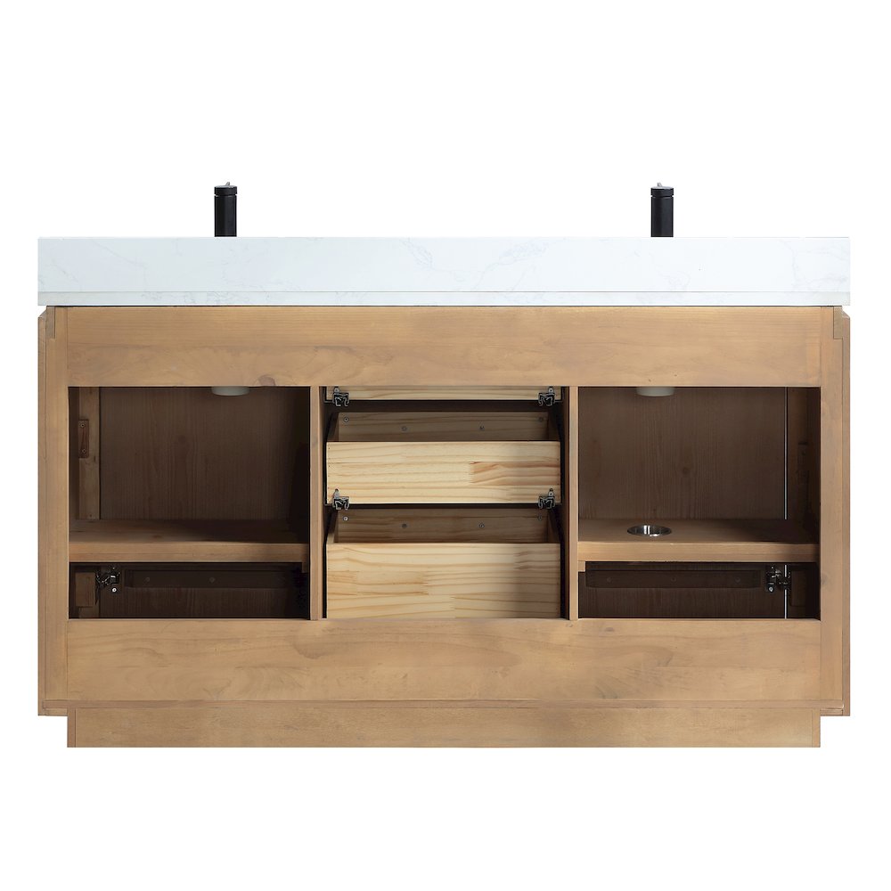 San 60M" Free-standing Double Bath Vanity in Fir Wood Brown. Picture 15
