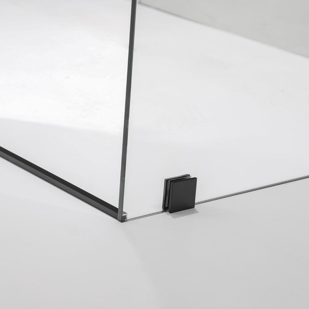 Rectangle Single Sliding Frameless Shower Enclosure in Matte Black. Picture 6