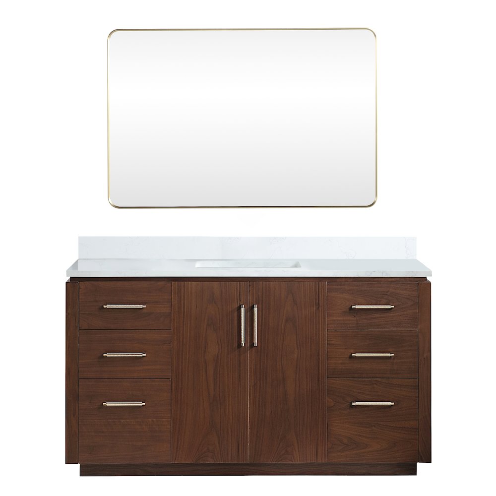 San 60" Free-standing Single Bath Vanity in Natural Walnut. Picture 2