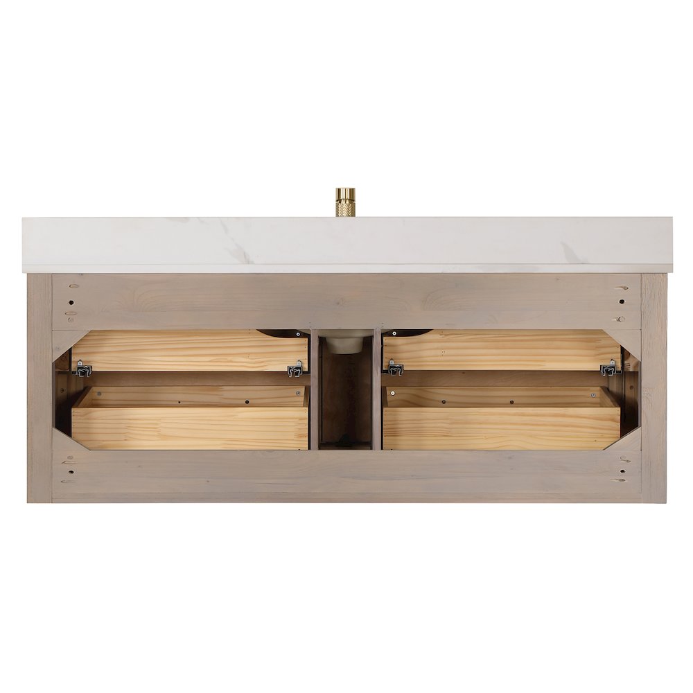 Cristo 55" Floating Single Bath Vanity in Aged Dark Brown Oak. Picture 15