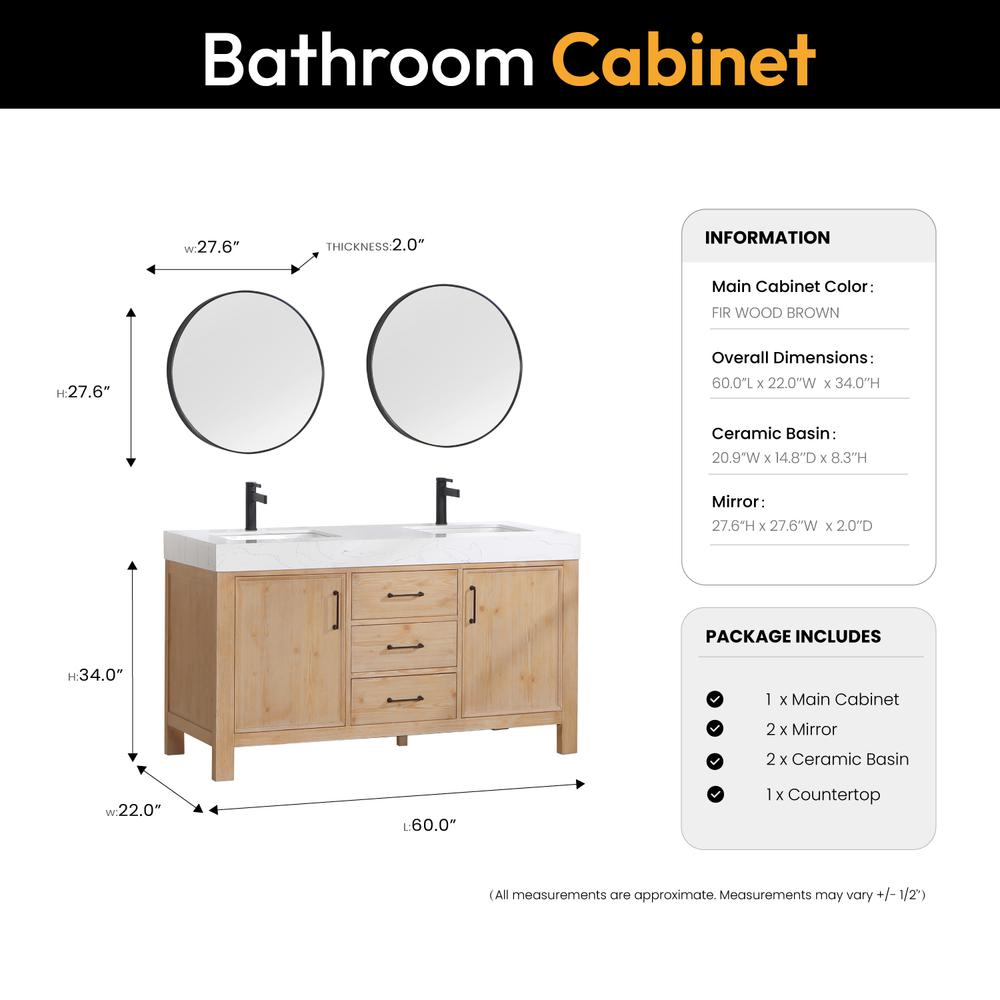 Free-standing Double Bathroom Vanity with Composite top and Mirror. Picture 16