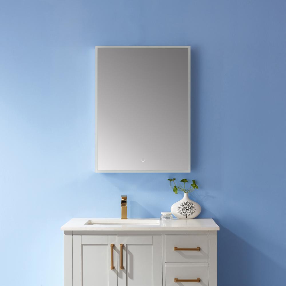 24" Rectangle Frameless Lighted Medicine Cabinet Wall Mounted Mirror. Picture 6