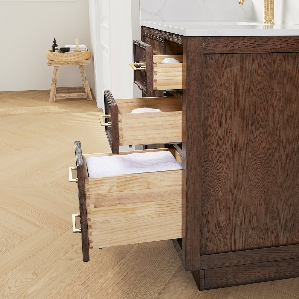 Jakarta 42" Freestanding Single Bath Vanity in Aged Dark Brown Oak. Picture 11