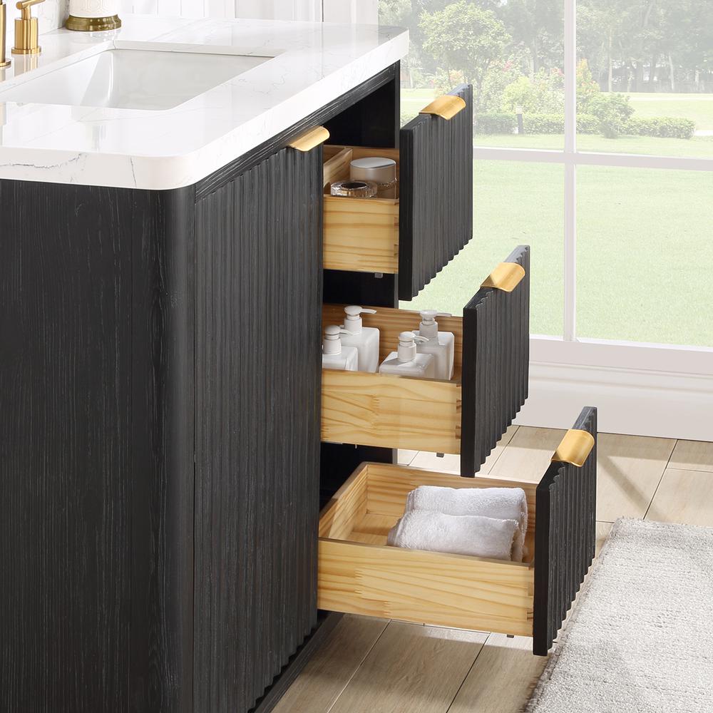 Free-standing Single Bathroom Vanity with Composite top in Lightning White. Picture 11