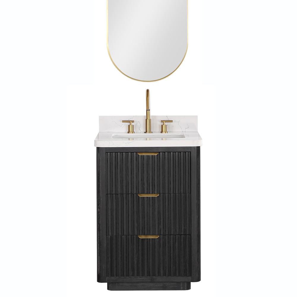 Free-standing Single Bathroom Vanity with Composite top and Mirror. Picture 1