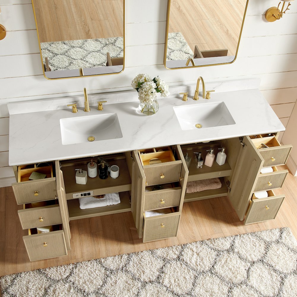 Oza 84" Free-standing Double Bath Vanity in Aged Natural Oak. Picture 7