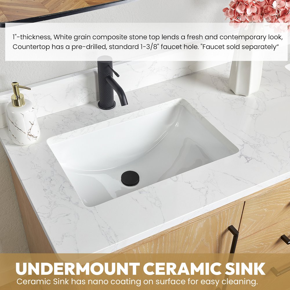 Gara 30" Free-standing Single Bath Vanity in Washed Ash Grey. Picture 8