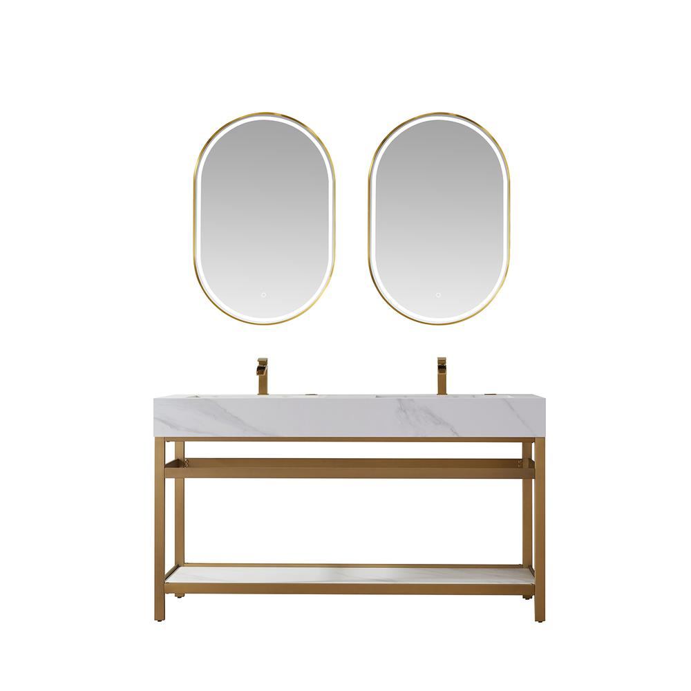 Vanity with stainless steel bracket match with stone Countertop With Mirror. Picture 1