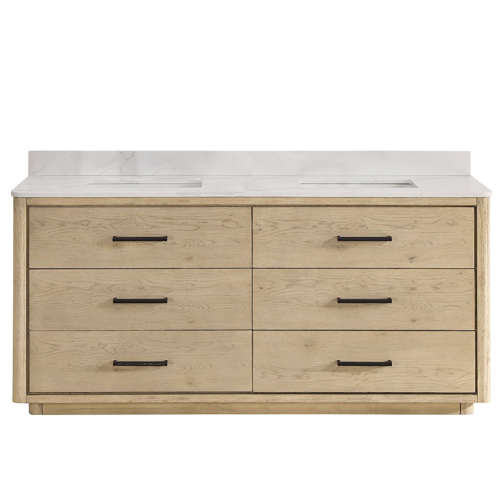 Porto 72" Free-standing Double Bath Vanity in Aged Natural Oak. Picture 2