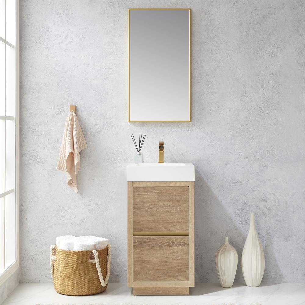 Single Sink Bath Vanity with Composite Integral Square Sink Top and Mirror. Picture 5