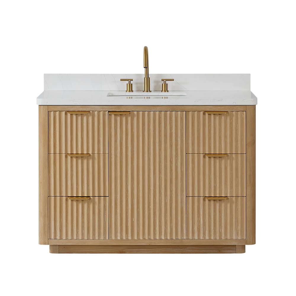 Cádiz 48in. Free-standing Single Bathroom Vanity in Washed Ash Grey. Picture 1
