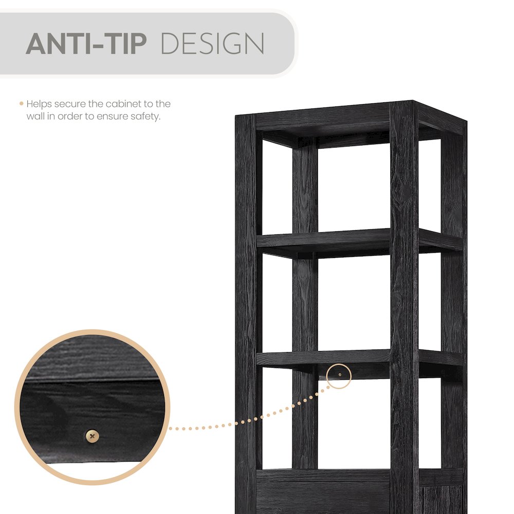 León 22in. Black Storage Cabinet for Bathroom, Kitchen and Living Room. Picture 5