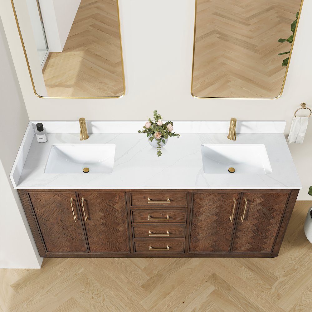 Jakarta 72" Freestanding Double Bath Vanity in Aged Dark Brown Oak. Picture 5