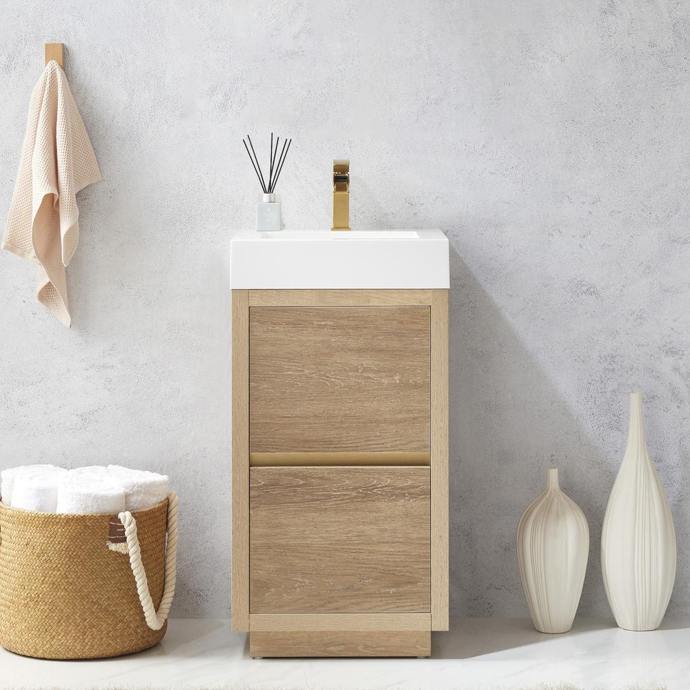 Single Sink Bath Vanity with White Composite Integral Square Sink Top. Picture 8