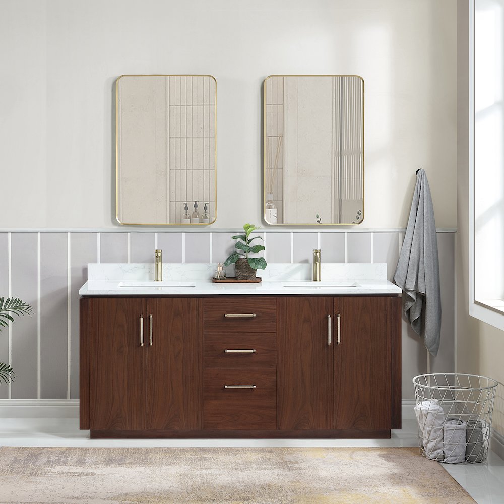 San 72" Free-standing Double Bath Vanity in Natural Walnut. Picture 3