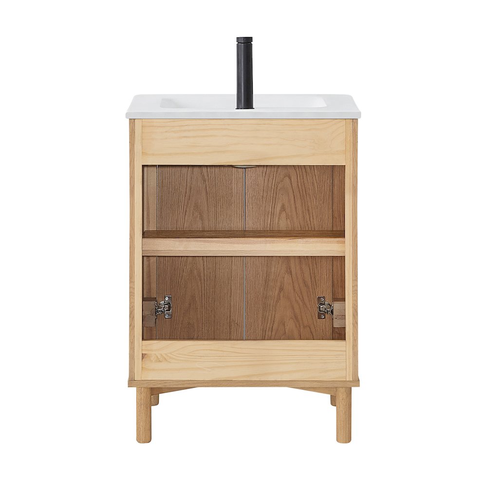 Mumbai 24" Free-standing Single Bath Vanity in Oak Weathering Light Brown. Picture 3