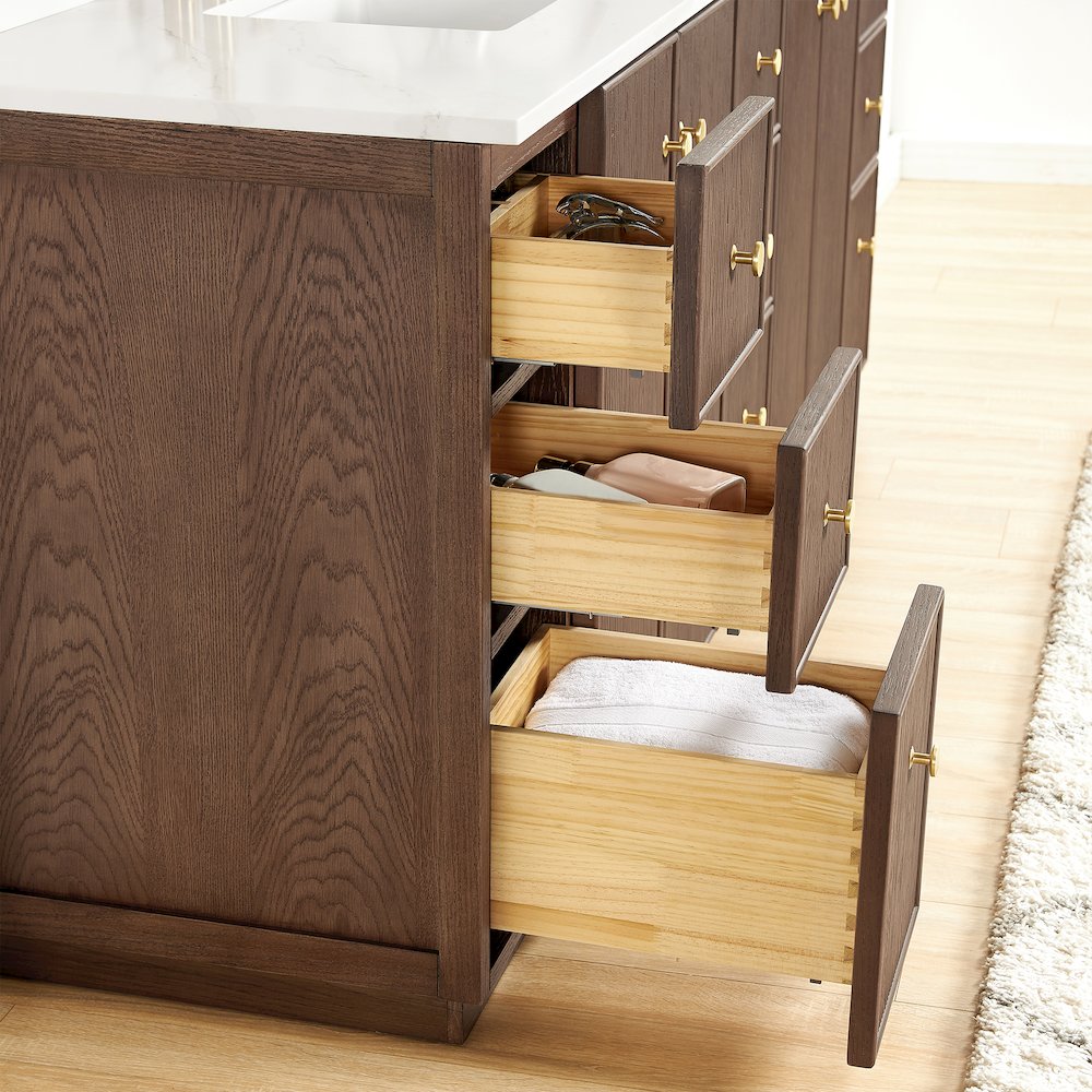 Oza 84" Free-standing Double Bath Vanity in Aged Dark Brown Oak. Picture 13
