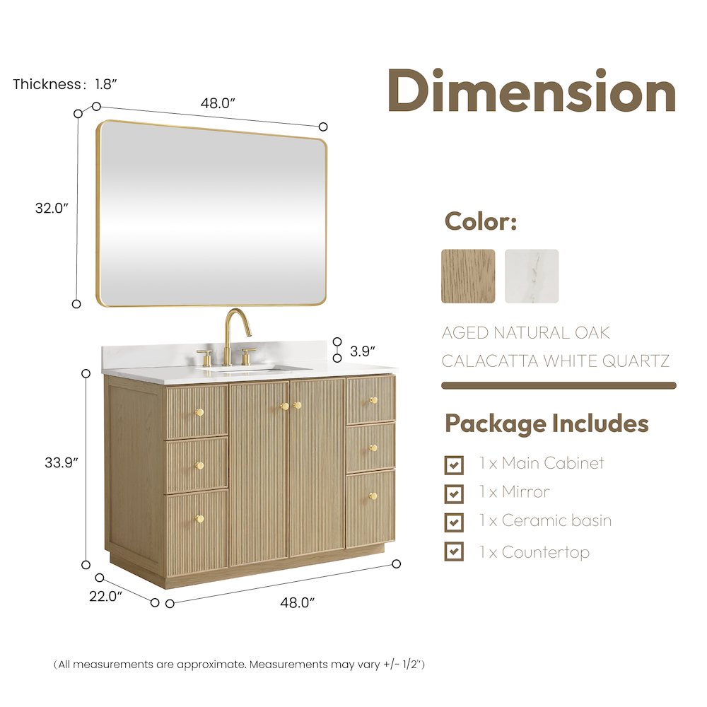 Oza 48" Free-standing Single Bath Vanity in Aged Natural Oak. Picture 18
