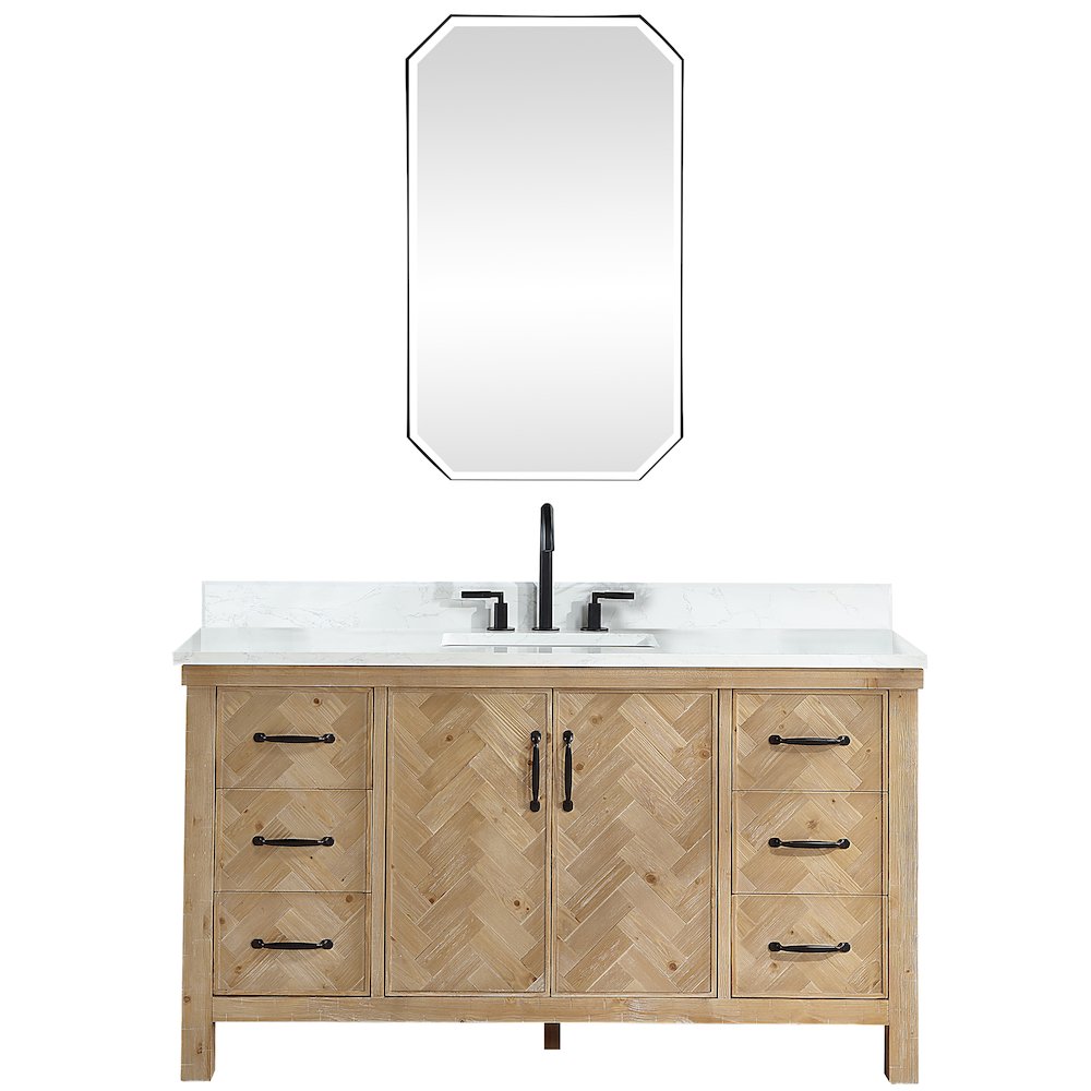 Javier 60" Free-standing Single Bath Vanity in Spruce Antique Brown. Picture 1