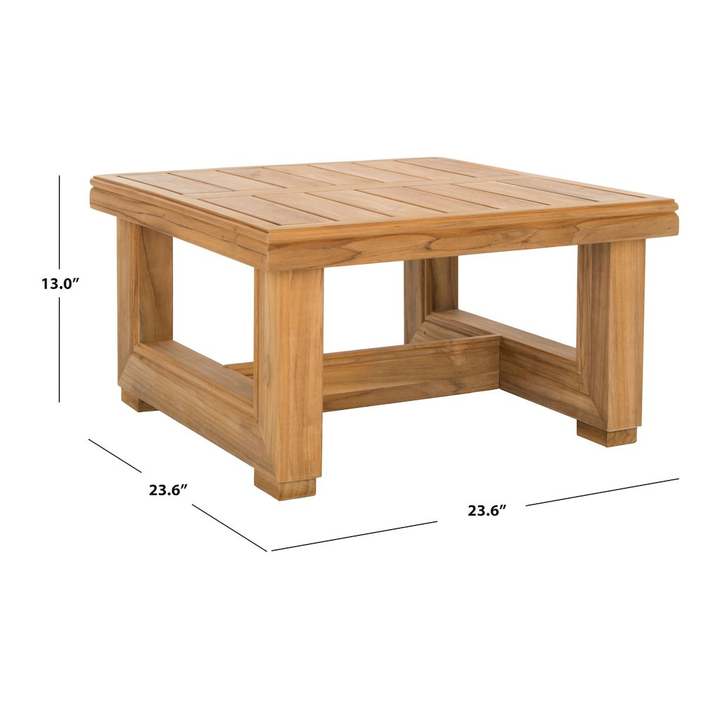 Couture Montford Contemporary Teak End Table, Natural Teak. Picture 8